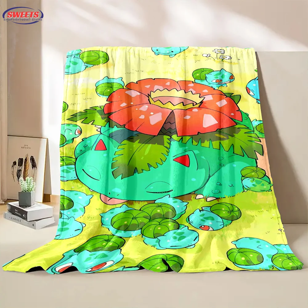 Pokemon Bulbasaur Ivysaur Venusaur Flannel Blanket for Bed Bedroom Sofa Picnic,Throw Blanket for Cover Outdoor Leisure Nap Gifts