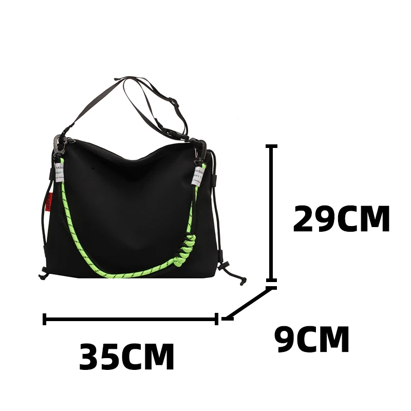 Unisex Leisure big Nylon Crossbody Bag Black Korean style Sweethearts Laptop Shoulder Bags Coloured Elastic Rope Lovers Handbag