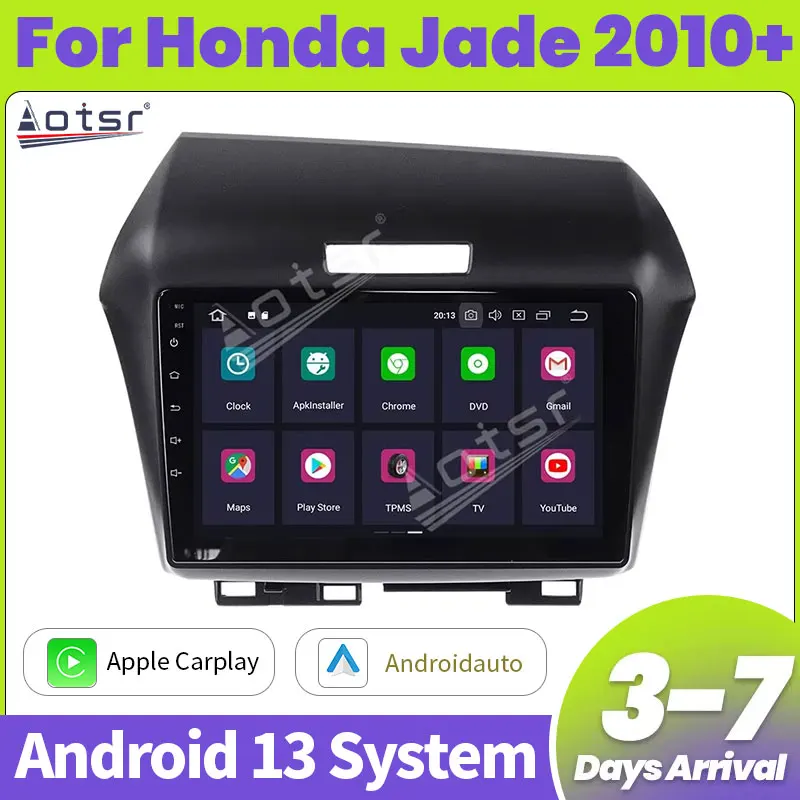 

Aotsr Android 13 4 + 64G для Honda Jade 2010 + автомобильный радиоприемник, навигационный головное устройство, мультимедийный плеер, стиль Tesla, аудио стерео