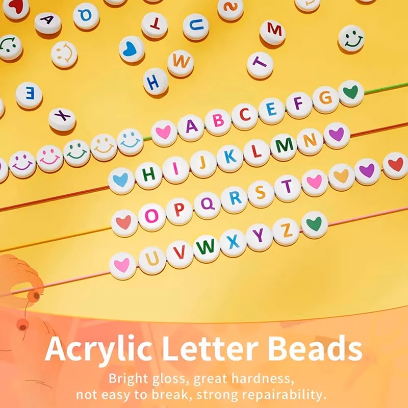 452pcs Mixed Acrylic Color Letter Beads A-Z Alphabet Spacer Beads Jewelry Making Diy Bracelet Accessories Round Flat Loose Beads