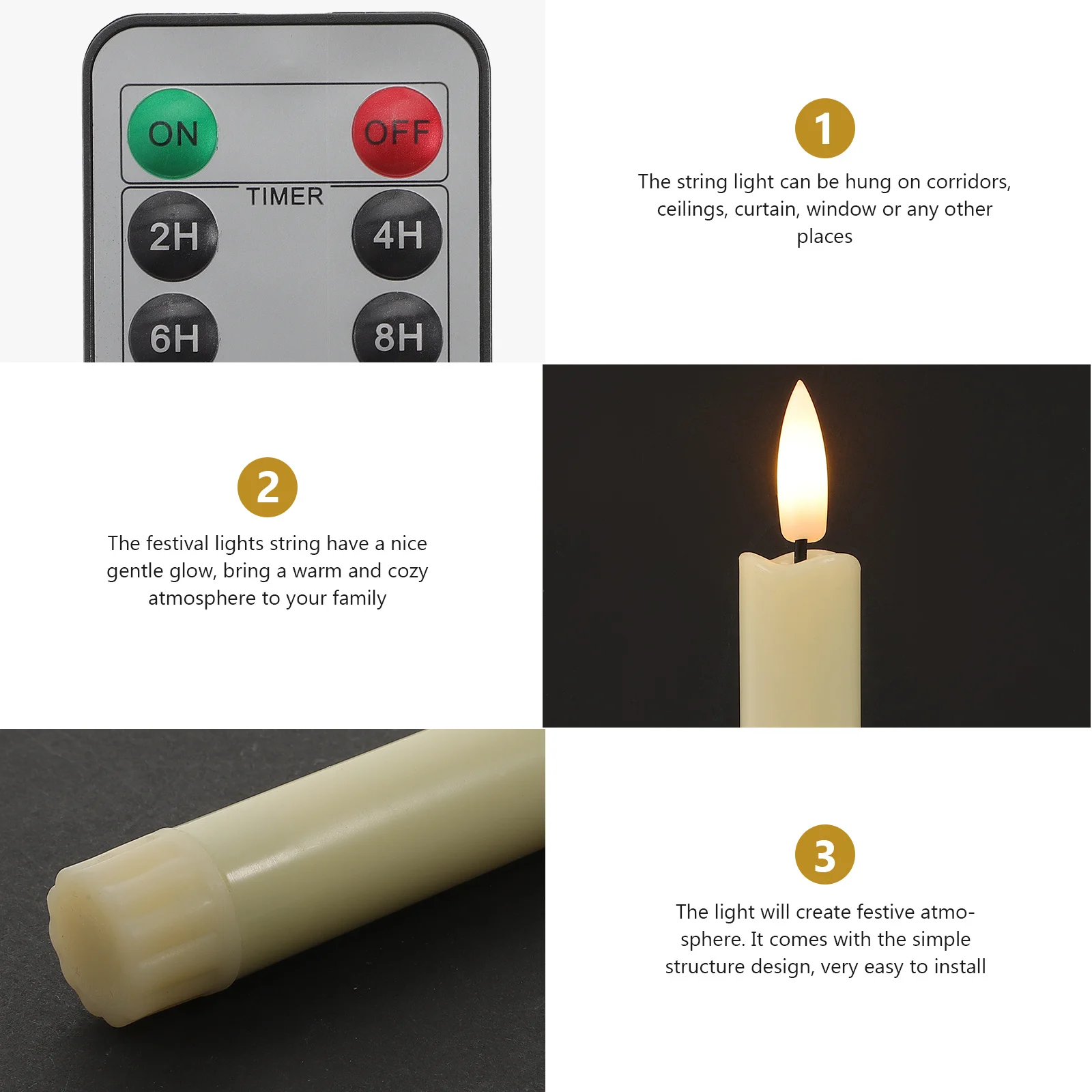 

1Set Simulation Light Flameless Operated Decorative LED Lamp for Wedding Party Festival Romantic Atmosphere Night