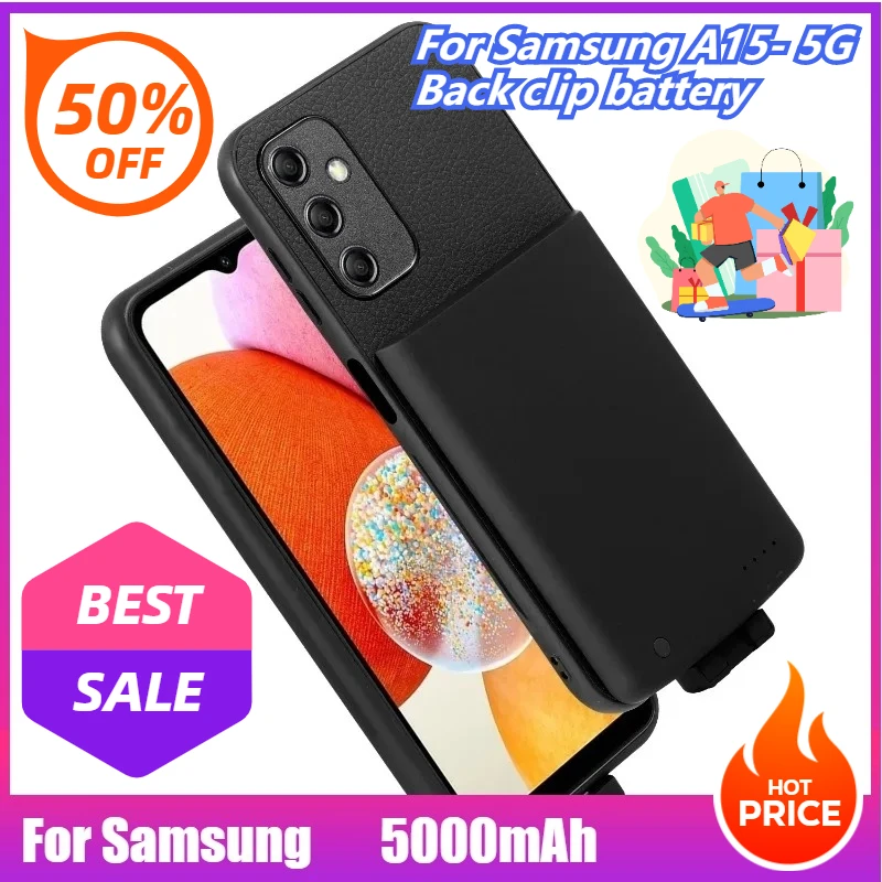 5000mAh for Samsung A15-5G Back Clip Battery A15 Magnetic Power Bank Wireless Charging Mobile Power Bank