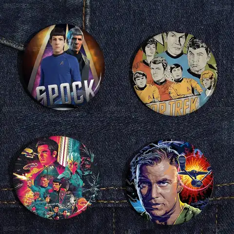 Classic Movie S-starS T-trek Creative Pins Funny Round Snap-in Brooch Badge Backpack Hat Accessories Jewelry Gifts For Friend
