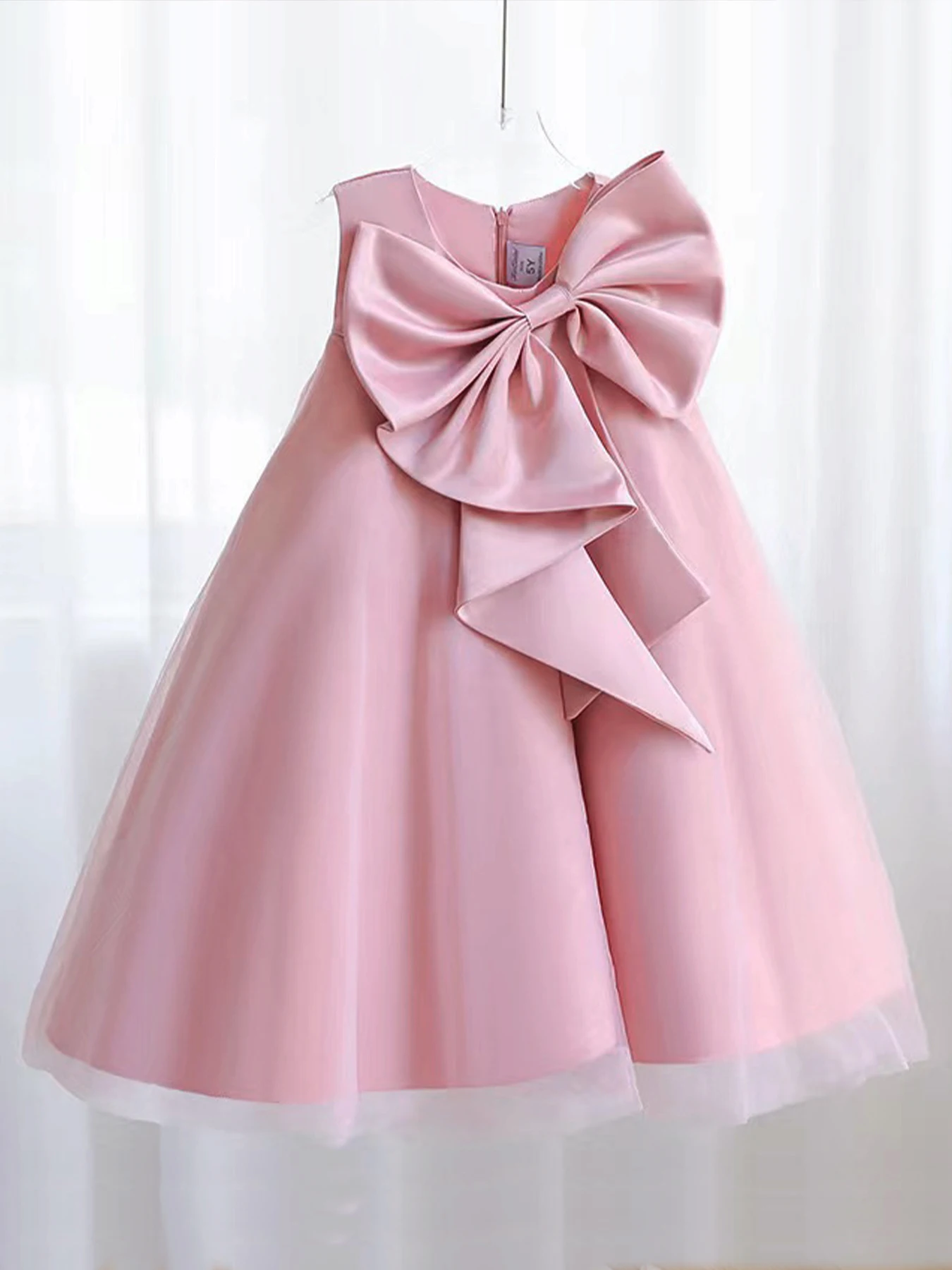 Big Bow Girl Dress Cute Girl Birthday Party Dress Wedding Flower Girl Dress Washing Dress Holy Communion Dress