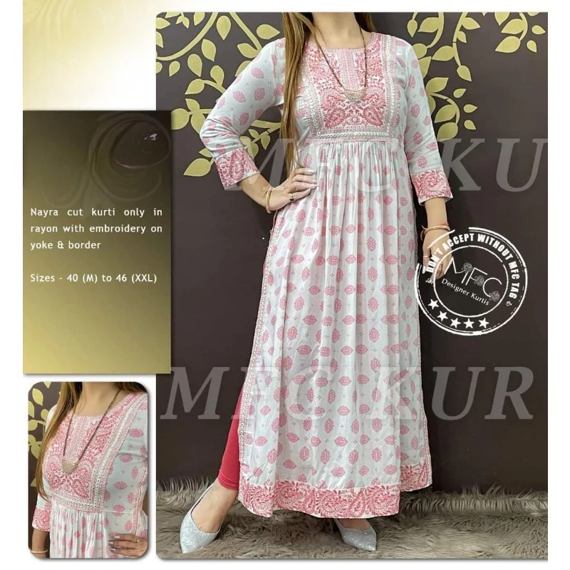 인도 여성을 위한 완벽 스티치 프린트 및 자수 작업, Anarkali Salwar Kurti 