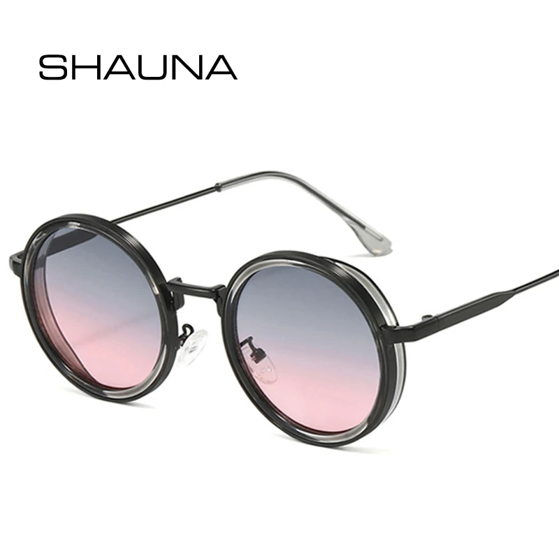 

SHAUNA Retro Round Punk Women Sunglasses Fashion Gradient Shades UV400 Men Sun Glasses