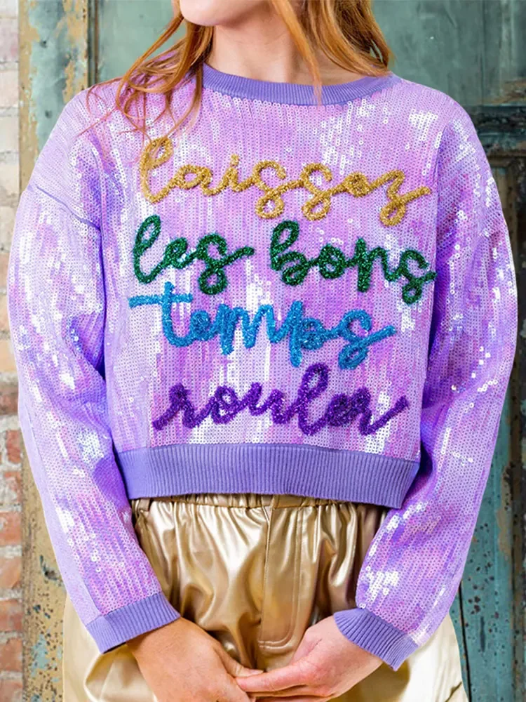 Sparkly Laissez Les Bon Temps Rouler Sequin Sweatshirt