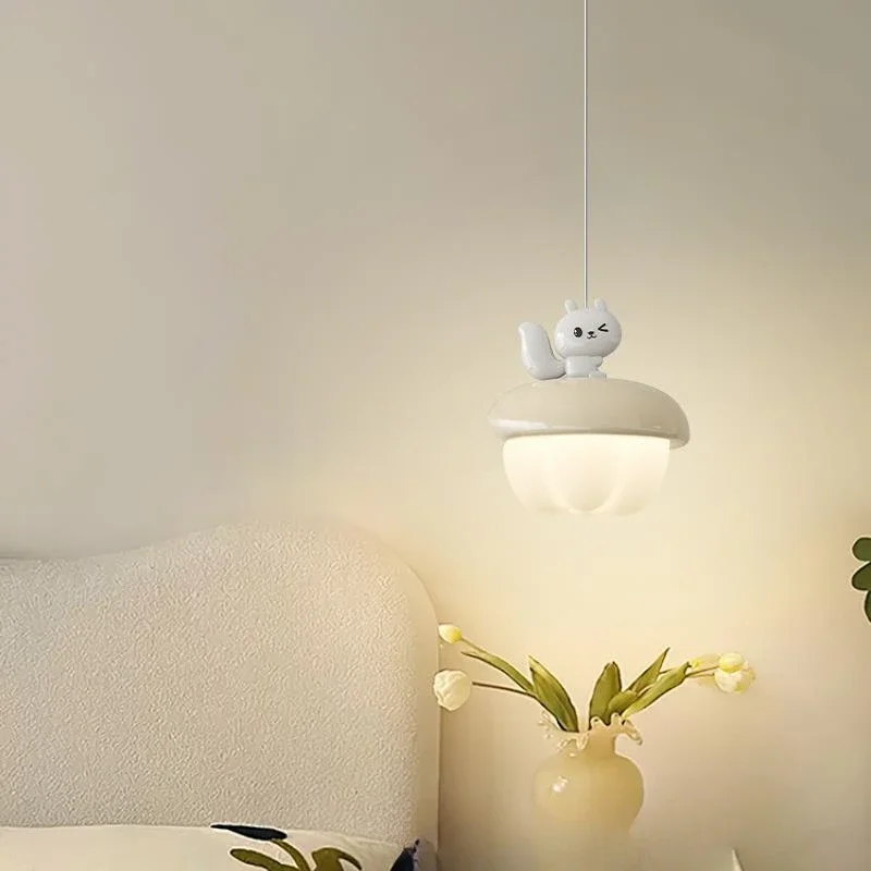 

Cream Wind Network Red Bedroom Bedhead New Small Pendant Light Squirrel Warm Boys and Girls Children's Room