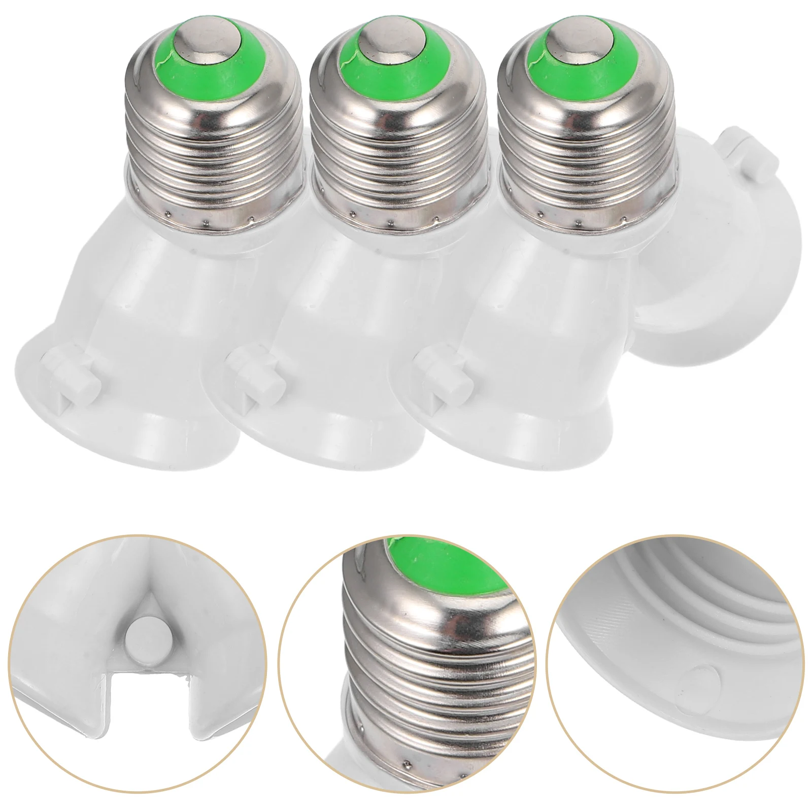 

3pcs Lamp Base Adapter High Temp Resistant Twin Bulb Splitter Y Shape E27 to 2 E27 Socket Converter Anti Burning Material