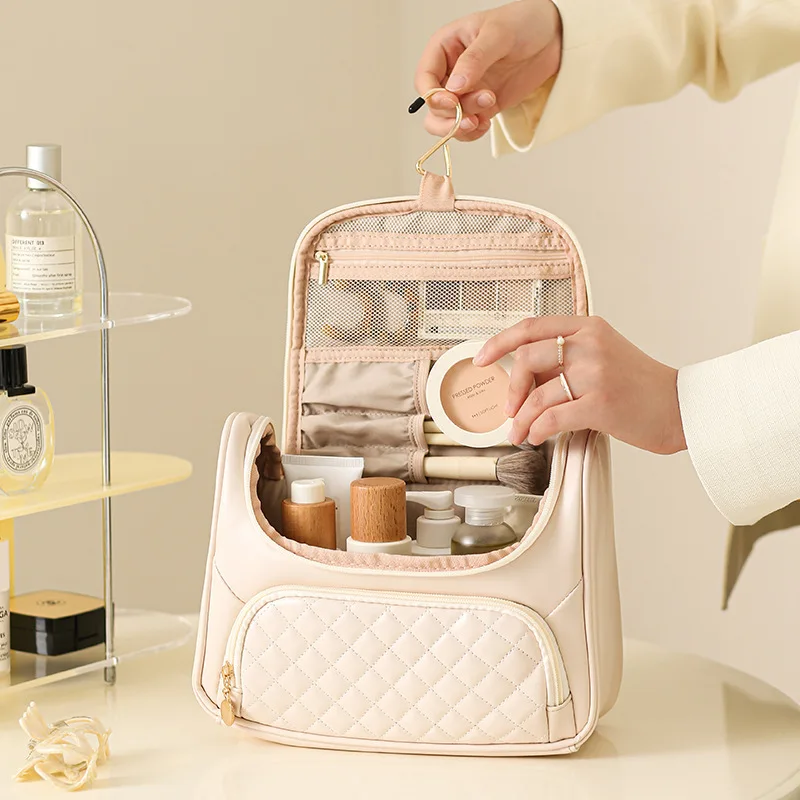2025 cosmetic bag with high appearance and large capacity, portable waterproof storage bag, travel hook, toiletry bag