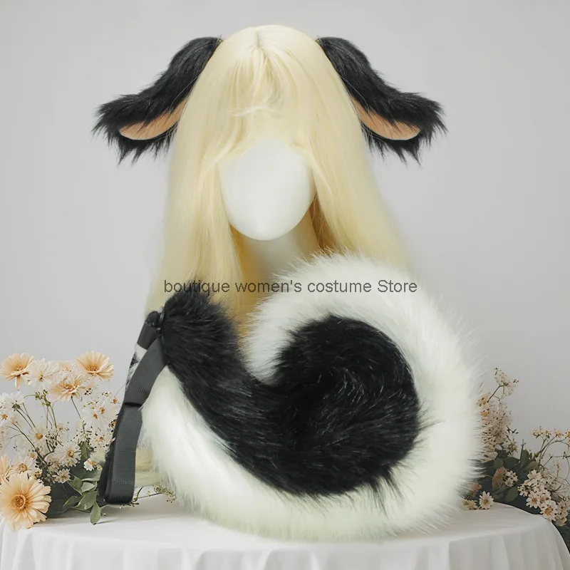 

Плюшевые уши и хвост животных: набор для Хэллоуина, уши и хвост для собак, повязка на голову, реквизит для косплея на конвенциях