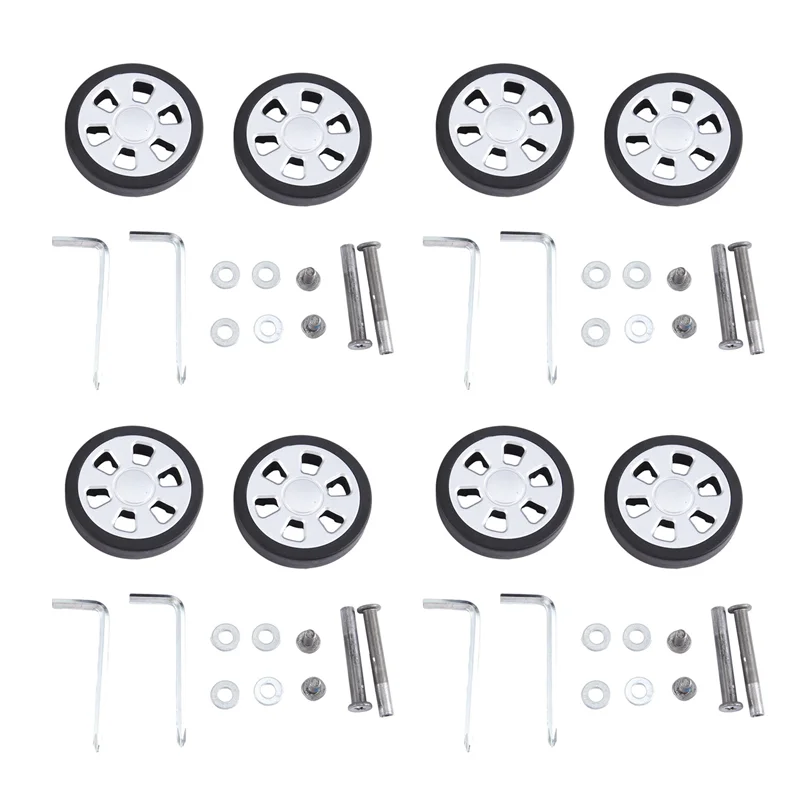 

ICON-60X13mm Set Of 8 Luggage Suitcase Replacement Wheels, PU Swivel Caster Wheels Bearings Repair Kits