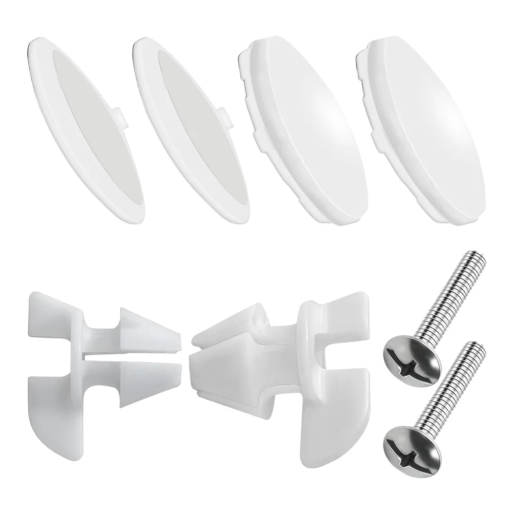 4Pcs Toilet Seat Bumpers With 2 Bolts 2 Screws Replacement Toilet Seat Rubber Pads Slip Kit White Toilet Lid Repair