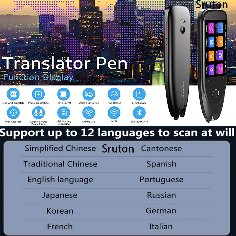 

2023 S50 Dictionary Translator Pen Scanner Text Scanning Reading 116 Languages translate Touchscreen Wireless Offline Function