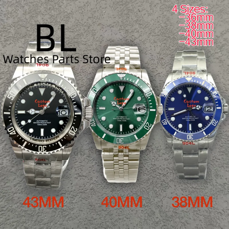 BLIGER Cuatomizable Logo Watches 43mm Big Size Mechanical Watch For Men 36mm Small Size Layd's Watch Sapphire Glass Waterproof