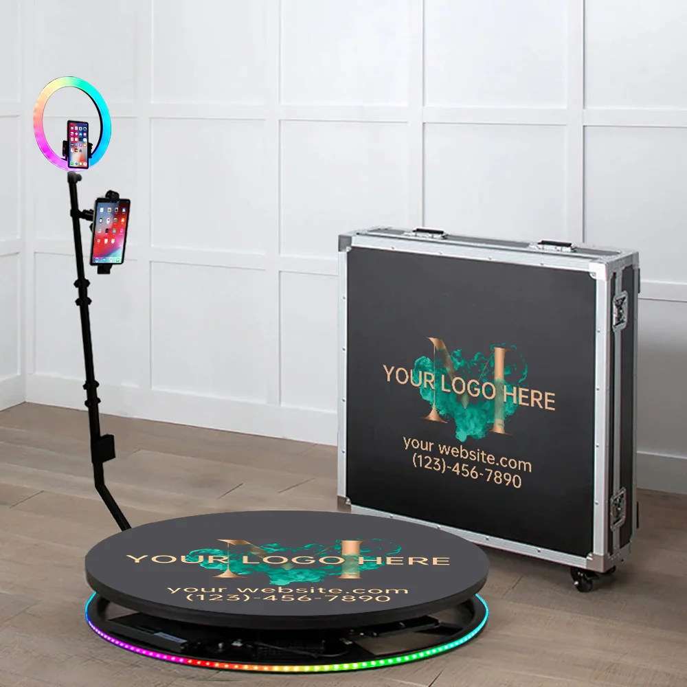 

360 Photo Booth Free Custom Logo Portable Automatic 360 Video Booth Machine with Flight Case for Party Events Wedding