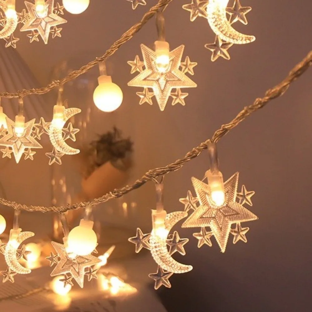 

Plastic LED String Lights Battery Powered Warmwhite Star String Lights Moon Decoration Multiple Lengths Moon Star Lamp