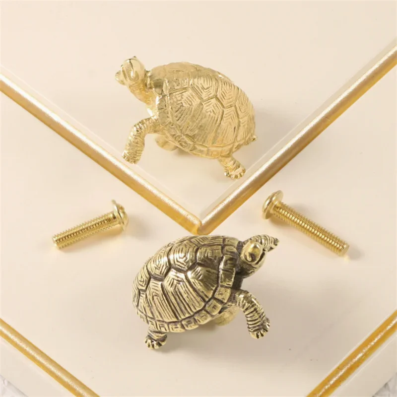 Golden Fortune Turtle Furniture Handle Drawer Knob Brass Animal Handles For Kitchen Wine Cabinet Door Wardrobe Cupboard Pulls