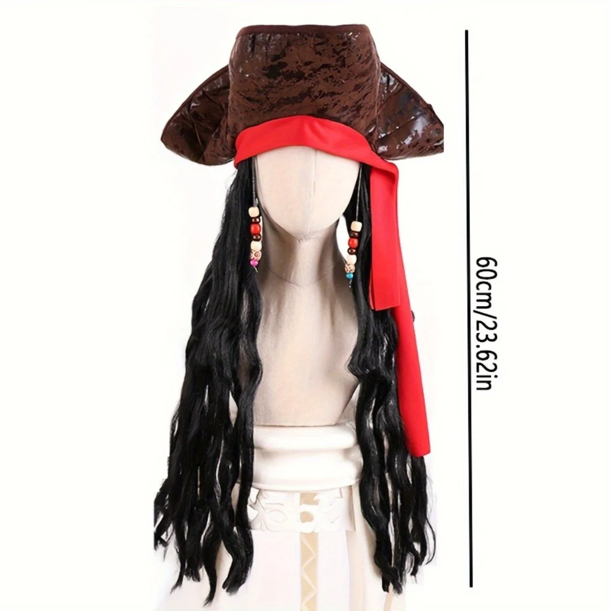 Synthetic Black Long Curly Wig Pirate Captain Cos Wig Cosplay Wig image 2