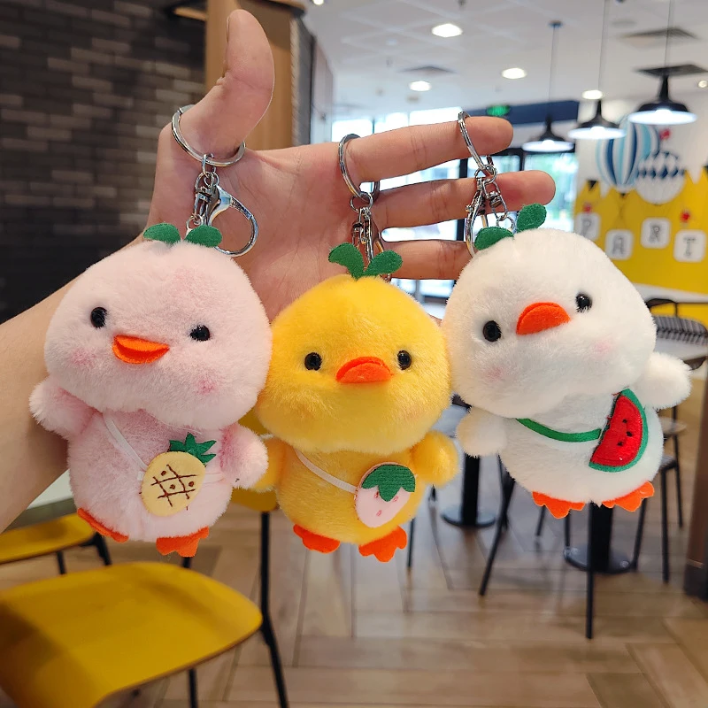 Fashion Plush Keychain Cute Duck Pendant Doll Soft Stuffed Animal Keyring Bag Hanging Charms Decoration Car Key Accessories