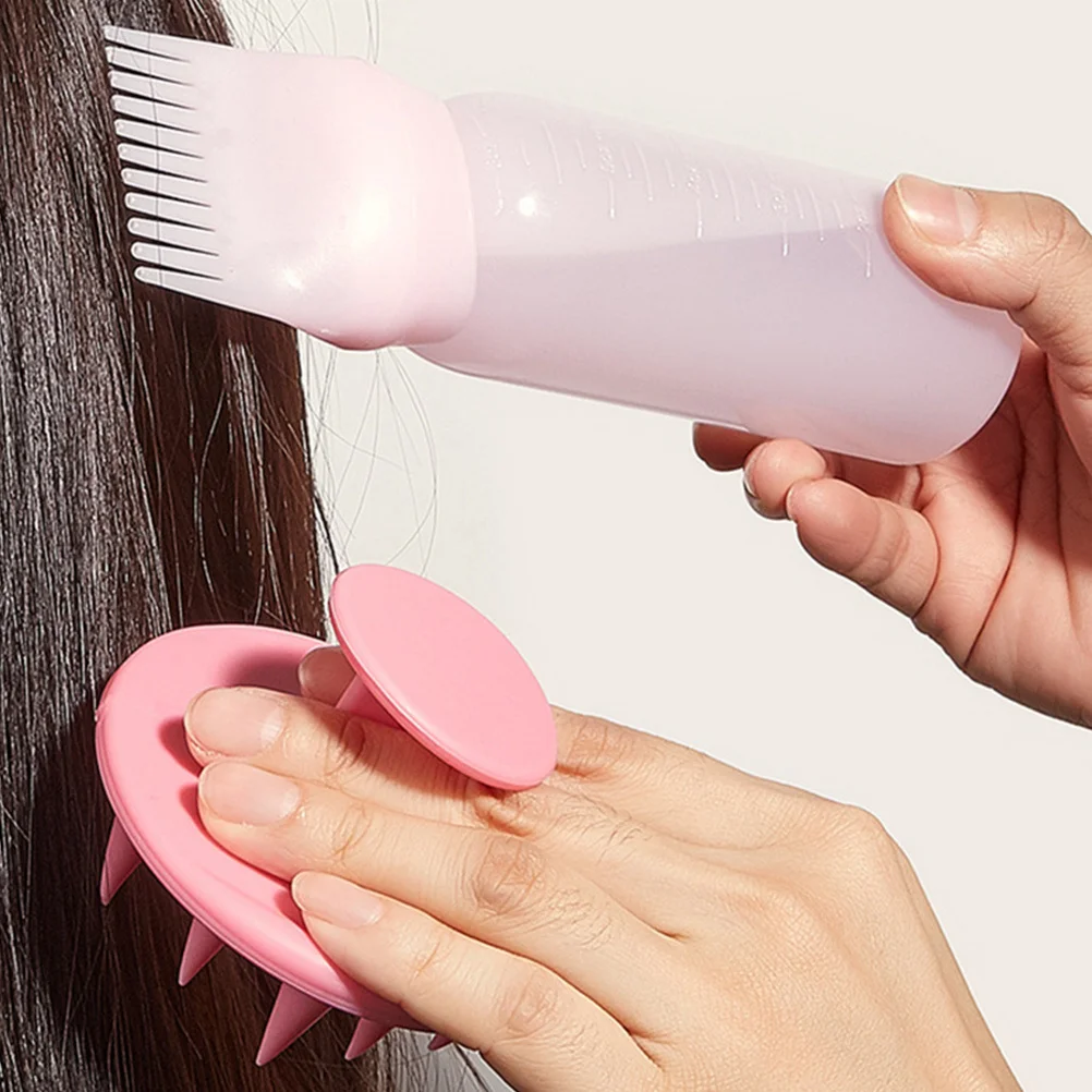 

2Sets Hair Coloring Root Comb Applicator Bottle Wash Bottle Easy Squeeze Hair Styling Oiling Root Comb Applicator