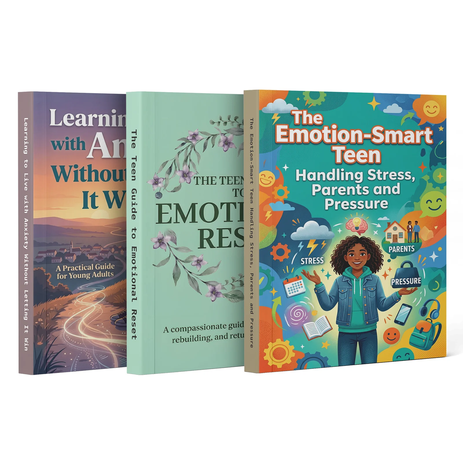 3-Book Teen Emotional Reset & Stress Relief Reading Set, Includes The Emotion-Smart Teen, The Teen Guide to Emotional Reset