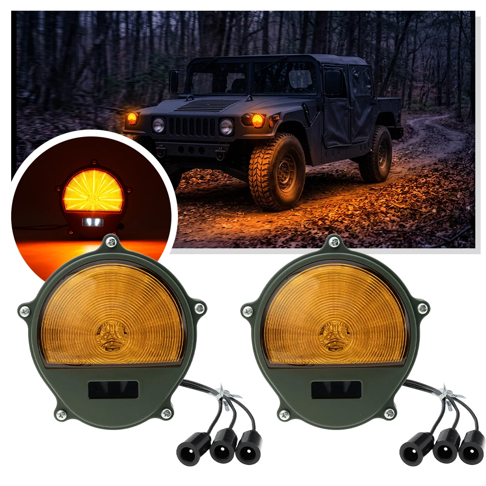 2PCS 24V LED Front turn signal Light for HMMWV 2 1/2 5 Ton Military Trucks Ton M35 M809 Blinker