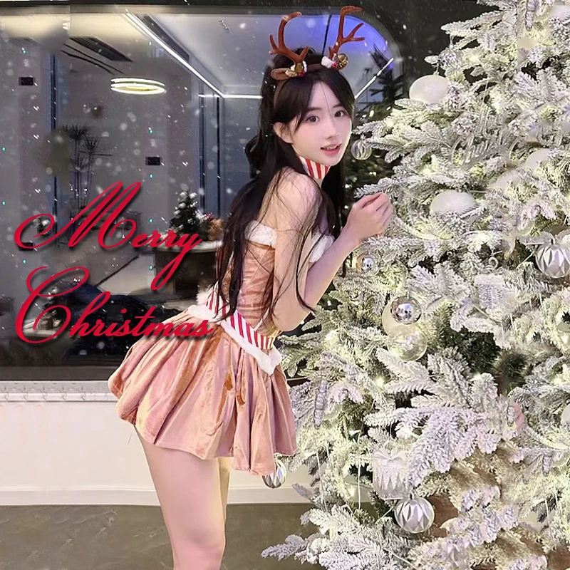 Disfraz de Cosplay de Navidad, Reno Sexy Rudolph, actuación de fiesta de Navidad, sesión de fotos, uniforme tentador, deseo puro seductor caliente