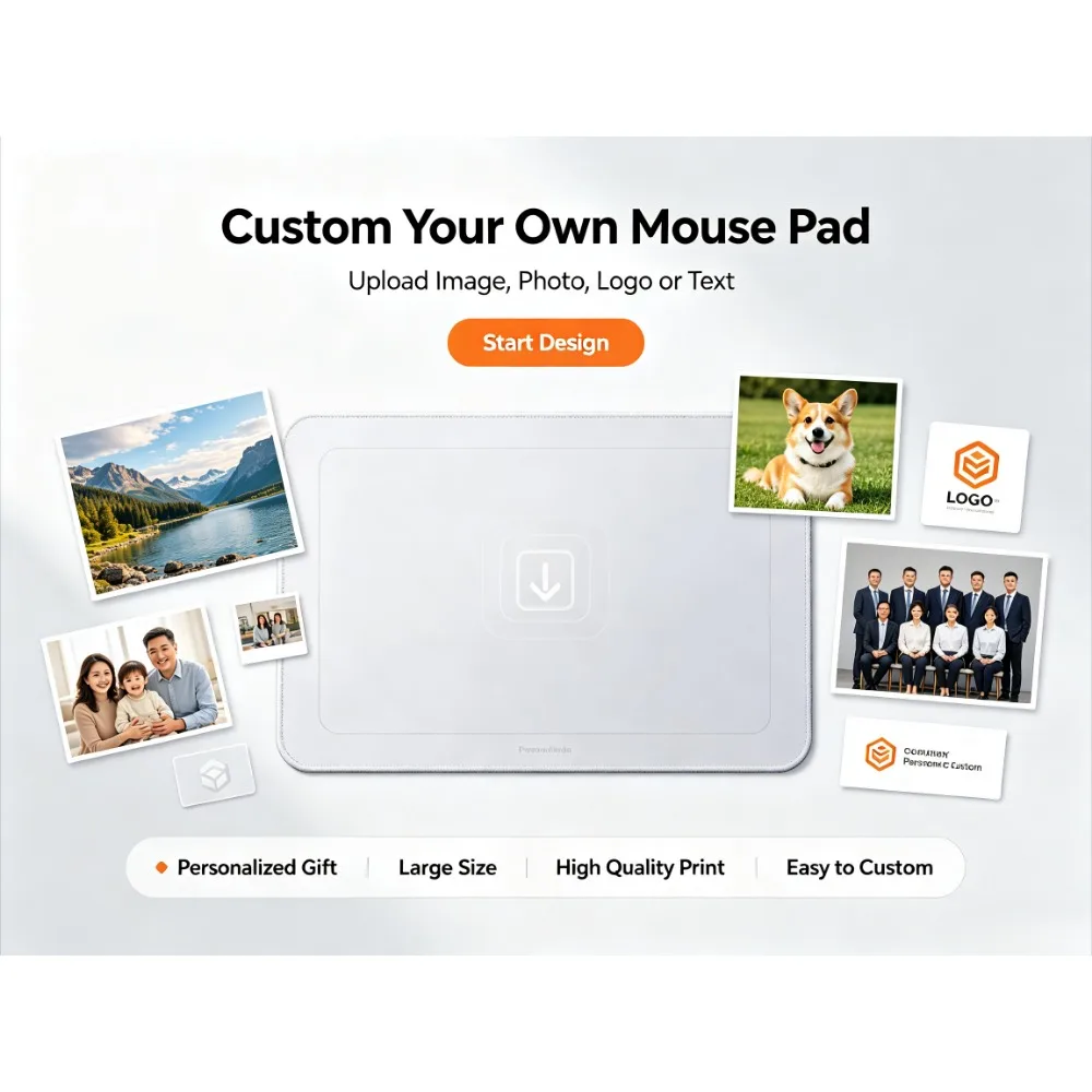 Personalized Custom Mouse Pad Upload Your Photo Logo Text Large Desk Mat Anti‑Slip Stitched Edge Custom Gift for Gaming Office