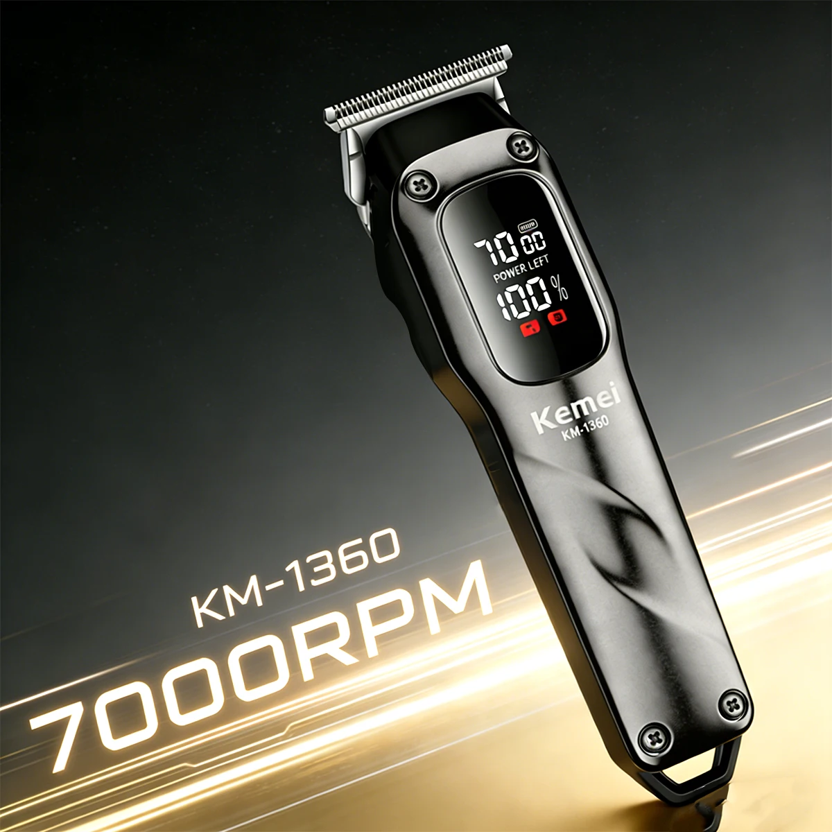 

Машинка для стрижки волос KEMEI с LED-дисплеем, бесшумная, беспроводная, для мужчин, профессиональная, для барберов, для финишной обработки