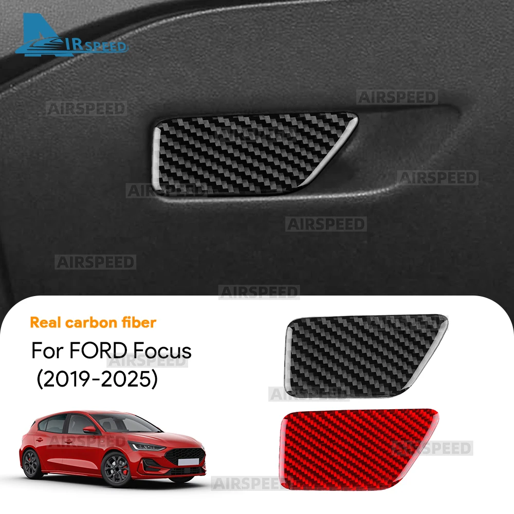 Pegatina de fibra de carbono suave Real para Ford Focus MK4/Focus ST 2019 2020 2021 2022 2023 2024 2025, Ford Fiesta mk8 2018-2021 caja de herramientas para pasajero delantero de coche