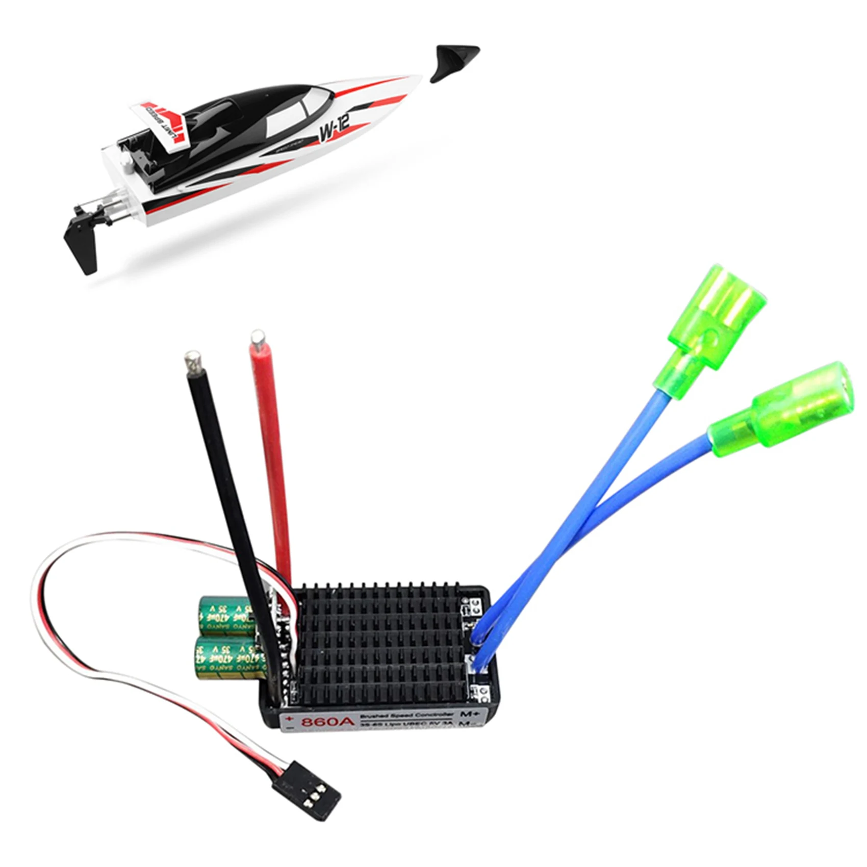 

A45F-High Power 12V-24V Waterproof Bidirectional RC ESC Brush ESC For RC Car And Boat