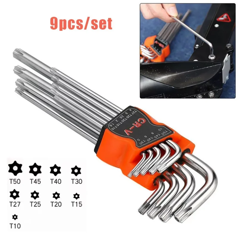 

Hand Repair Tool Wrench Kits Set Allen torx Keys Hexagon Spanner Key Set Plum Blossom Dual End L Type Star Screwdriver 9Pcs