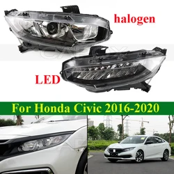 CAPQX Front Bumper Head Light Lamp For Honda CIVIC 10th 2016-2020 Auto Light Headlight Headlamp Cover Shell Halogen Upgrade LED