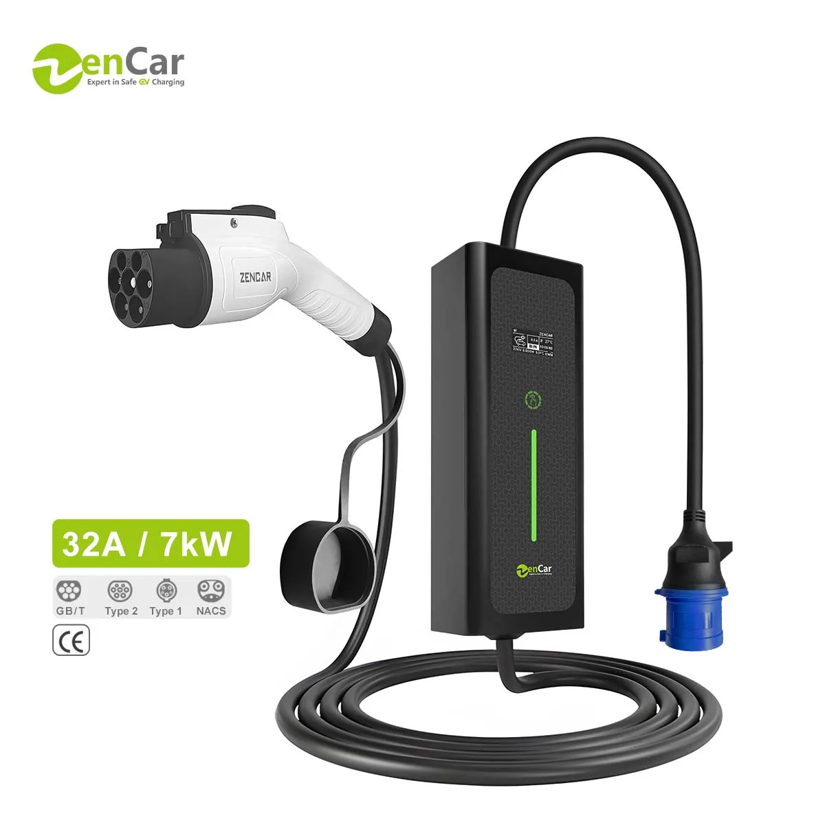 

New for Model C10 7kW Electric Car Charger Type 2/Type 1/GB/T 32A Portable EV Charger with WiFi APP Application