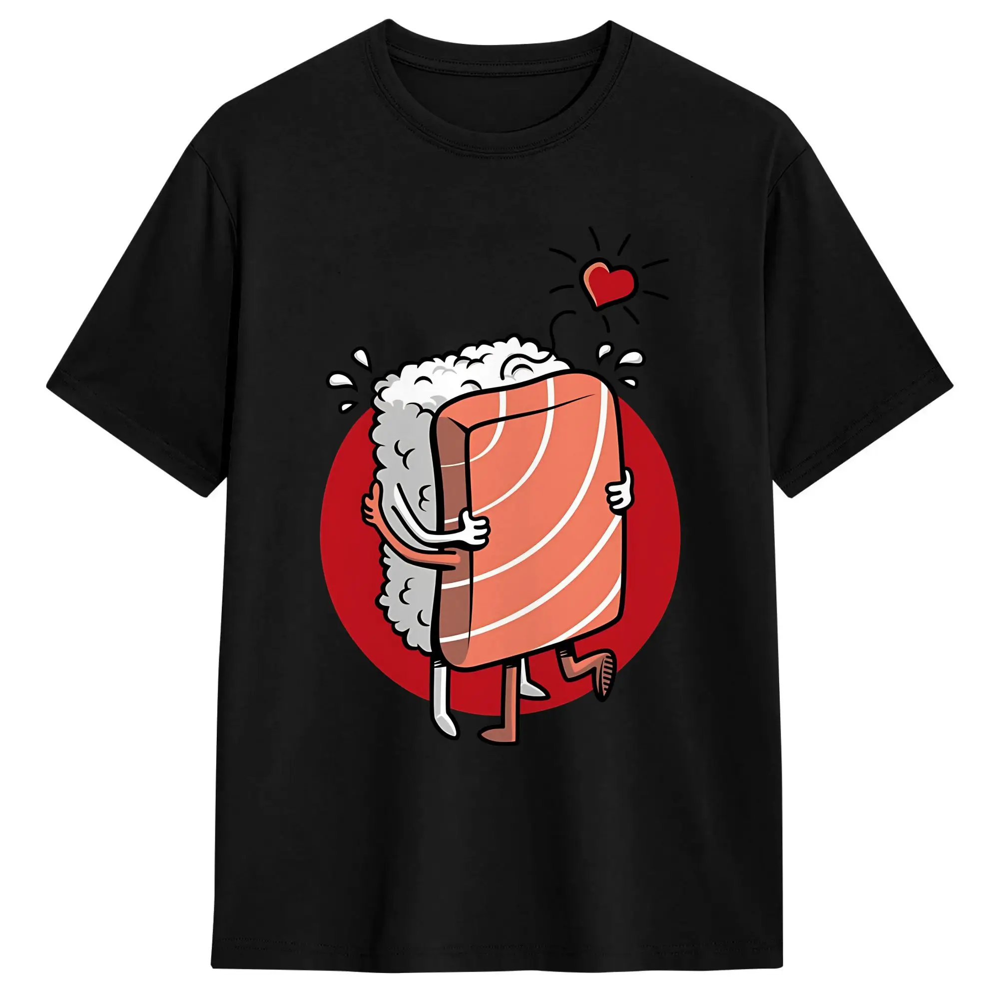 Kawaii Sushi Love  Tshirts Men Crewneck Short Sleeve Tops Shirts Sushi Wardrobe Cotton Summer TopsTops