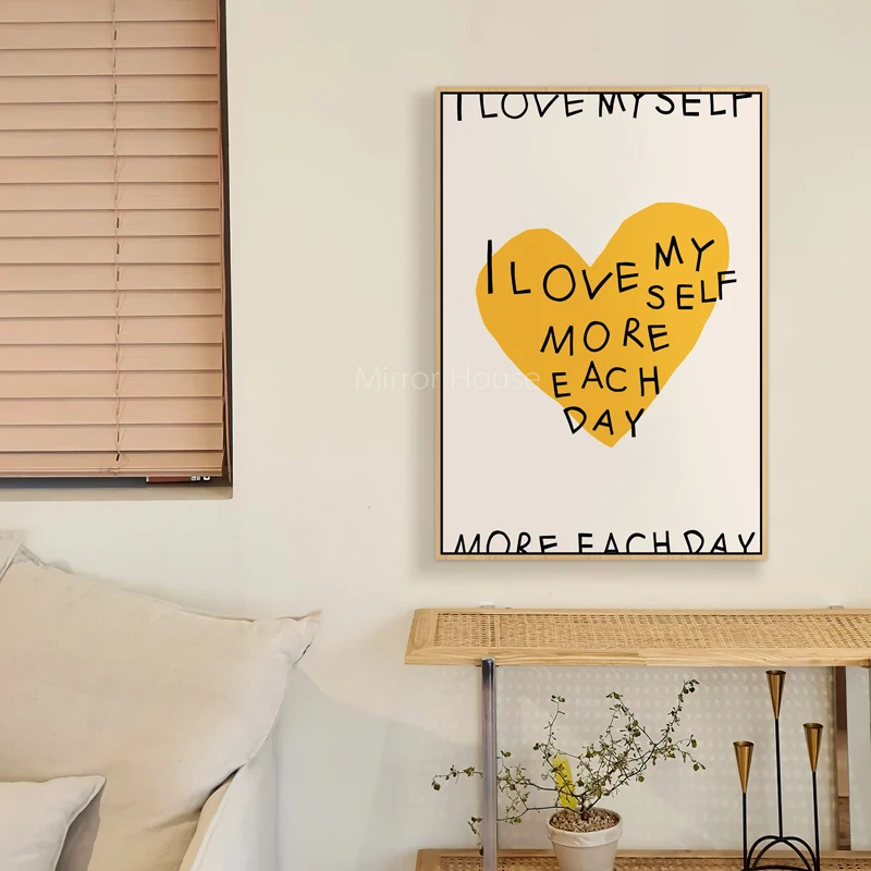 

Modern Niche Minimalist Heart Wall Art Canvas Painting Inspirational Quote Poster Aesthetic Love Print Living Room Bedroom Decor