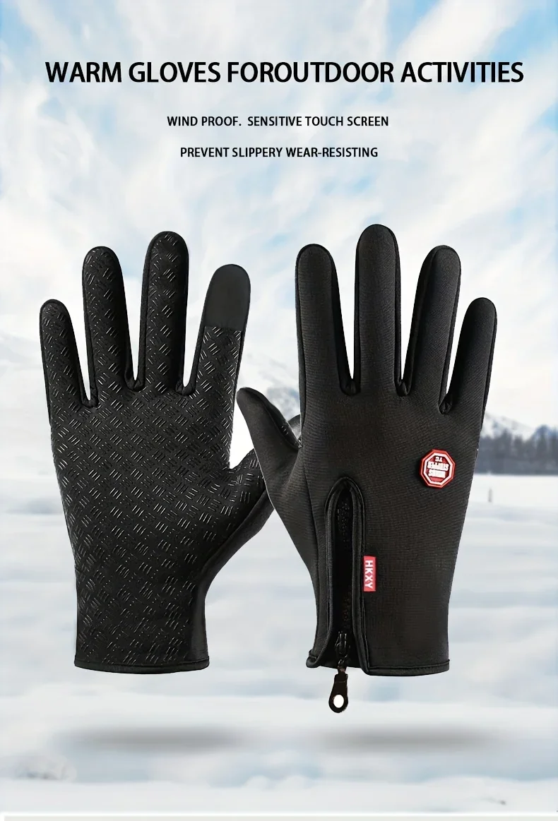 Gants d'hiver pour hommes et femmes, écran tactile, chauds, pour cyclisme en plein air, conduite, moto, empreintes digitales, gants froids, coupe-vent, antidérapants