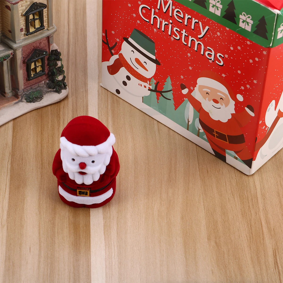 صندوق تخزين سانتا، صندوق مجوهرات خاتم أنيق، مادة ممتازة، علبة هدايا خفيفة الوزن، هدية عيد الميلاد والزفاف وعيد الأم