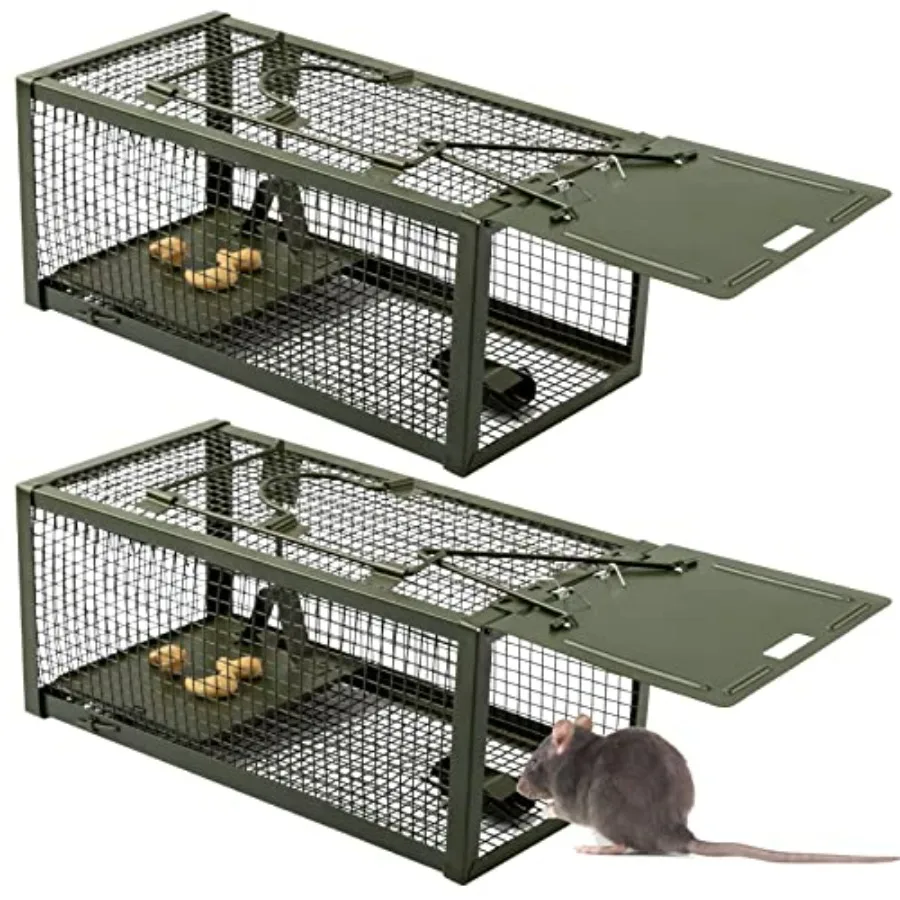 

2 Pcs Live Rat Trap Humane Mouse Trap Mice Rat Cage Work for Small Animal Indoor and Outdoor Mouse Voles Hamsters Catch and Rel