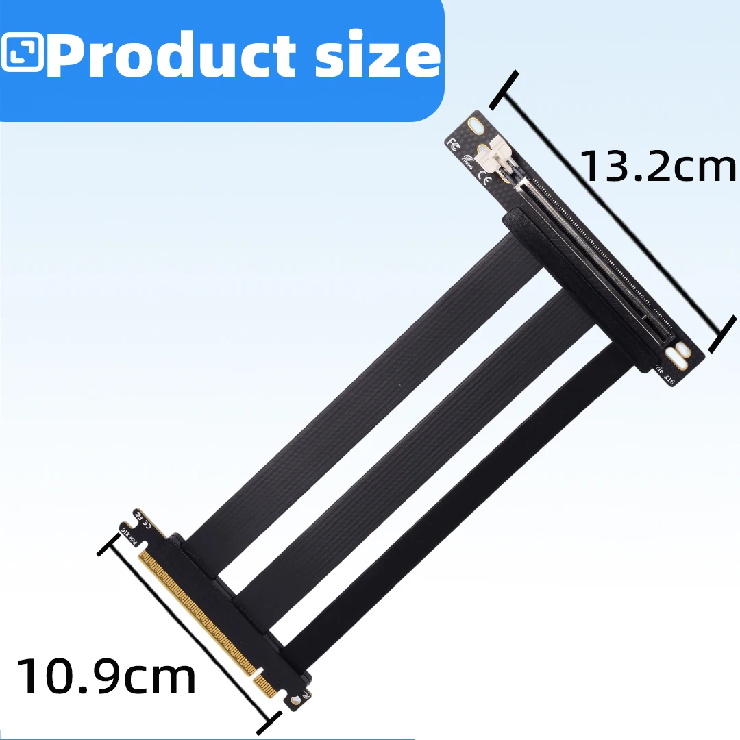 PCIE 5.0 X16 16x Riser Cable  90 Degree Bend Adapter Graphics Card Extension Supports N-card 50 Series for AMD90 Series GPU 0.2m