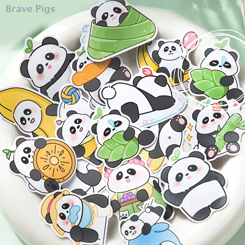 30Pcs Panda Stickers Laptop Scrapbook Decoration Graffiti Decals Skateboard Laptop Waterproof Sticker DIY Toys Decor Decals﻿