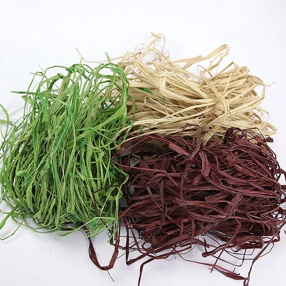 3pcs Natural Grass Filling Ropes Luxury Decorative Thread for Gift Wrapping Hampers Craft Wedding Box Accessory Red Grass