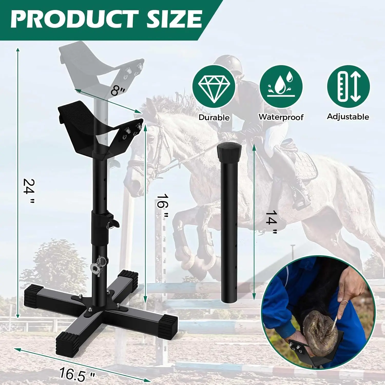 

New Adjustable Farrier Hoof Stand for Horses Metal Strong Load Horse Trimming Shoeing Tools