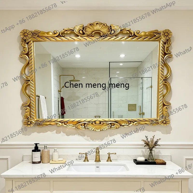 

European light luxury bathroom mirror high definition cosmetic mirror dressing mirror French household background wall