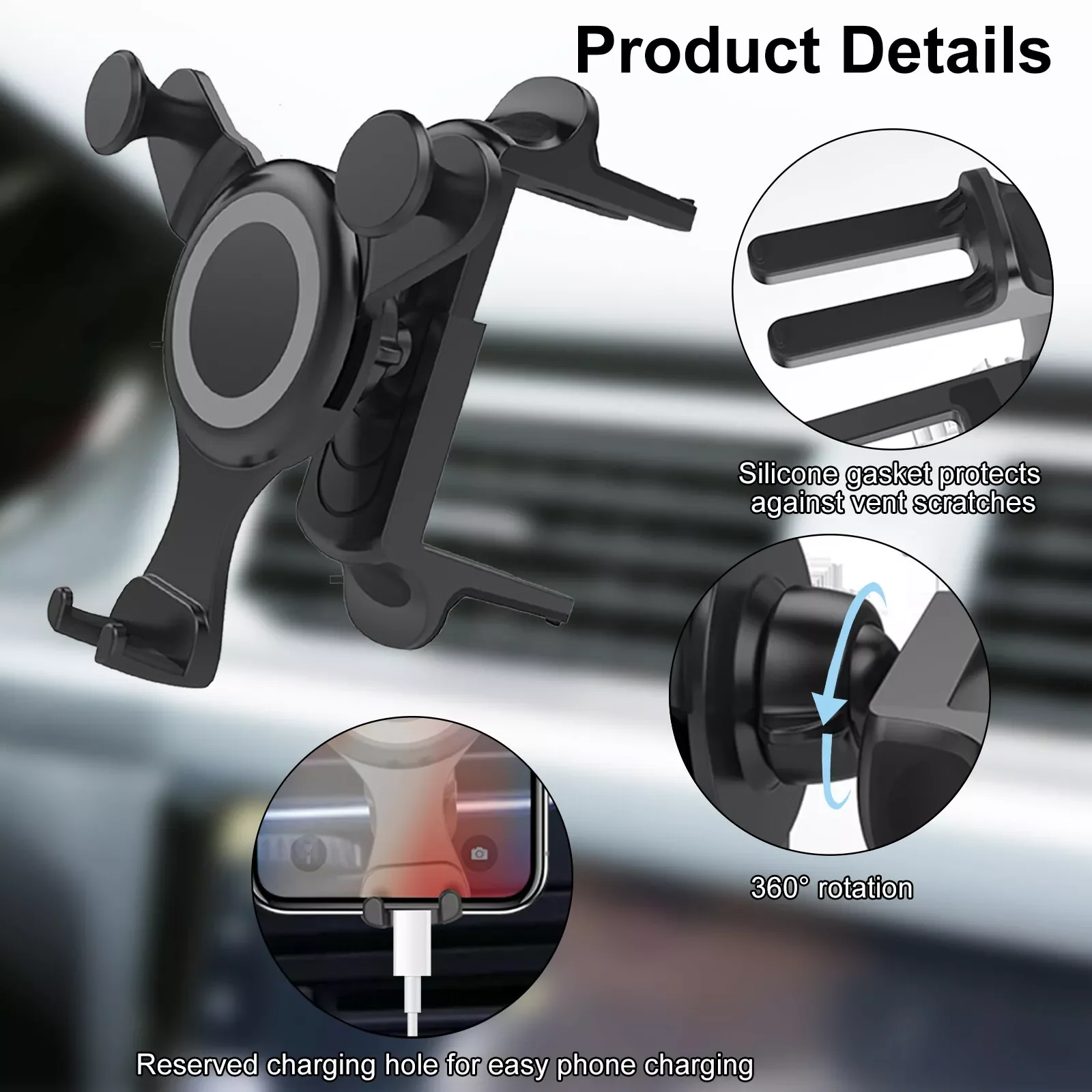 

1pcs Car Vent Mount Phone Holder Base Mobile Navigation Mount For Mercedes-Benz A/B/C/E/S-Class Mini Cooper Models