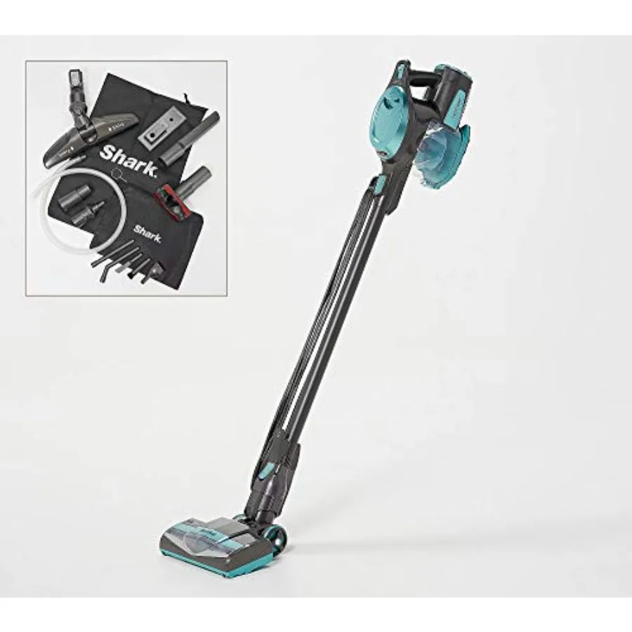 Aspirateur sans sac ultra-léger avec cordon pour le nettoyage des tapis et des sols durs, plastique bleu glace, direction pivotante