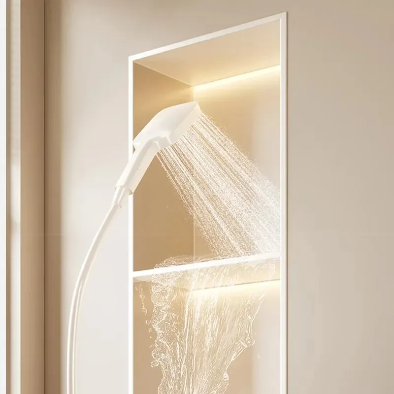 120cm Narrow Modular Aluminum Steel Bathroom Cabinet Custom Built-in Wall Mounted 60cm Shower Vanity with LED Light