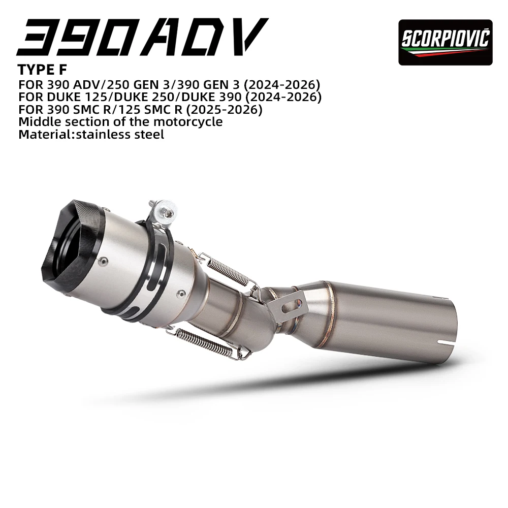 

For 390ADV 250ADV 390 ADV 250 Adventure Motorcycle Exhaust System Slip on Line Middle Link Pipe Connect Project Muffler