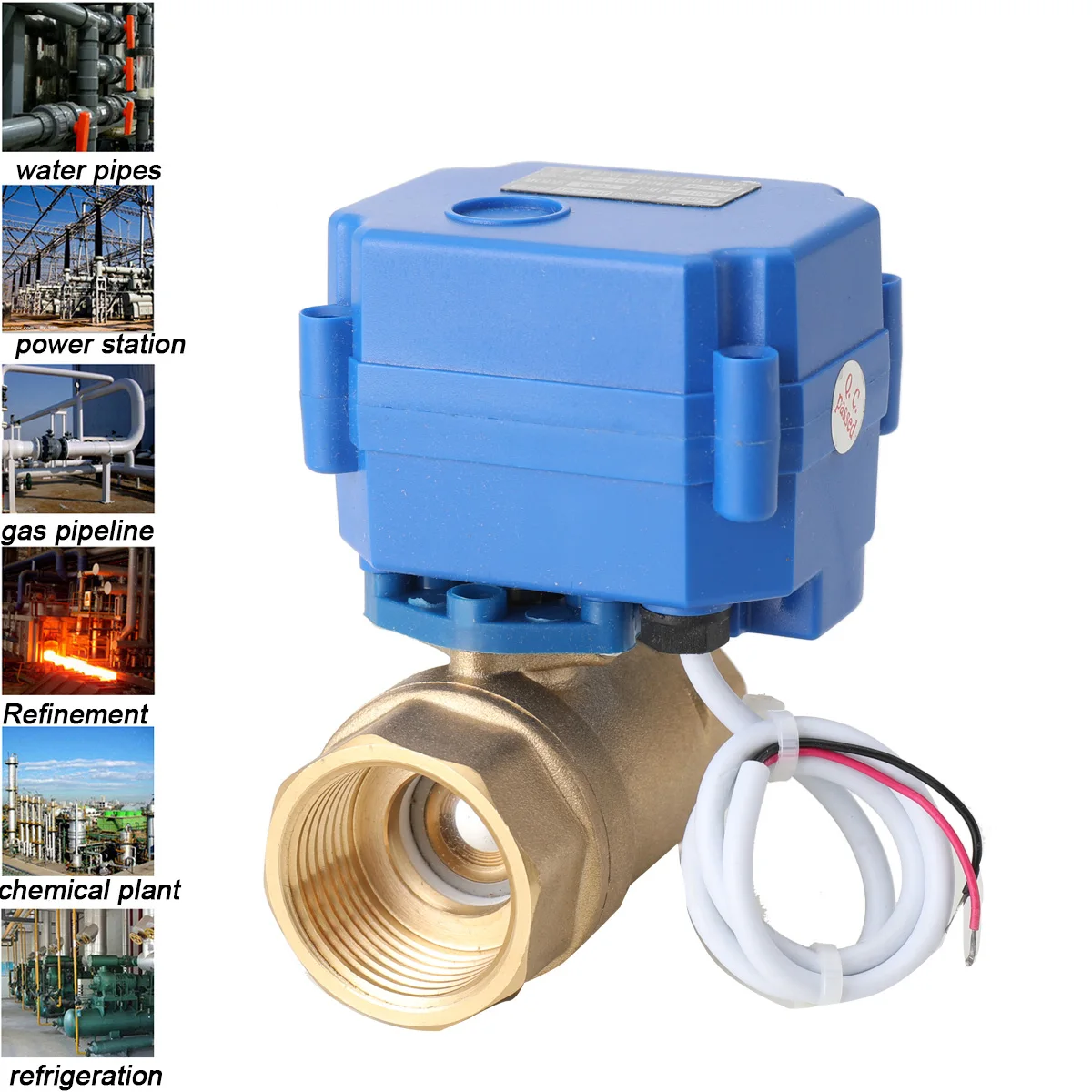 النحاس صمام الكرة الآلية ، العمل الجهد ، 1 "معاهدة عدم الانتشار ، DN25 ، CR04 ، 9-24 ، VAC ، VDC زائد أقصى عزم الدوران ، 2 N · م + 2 سلك ، عودة السيارات